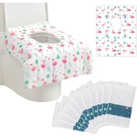 Ccykxa - Einweg-Toilettenschüsselabdeckung, 10 tragbare Toilettensitz-Papiermatten, Flamingo-Muster, selbstklebende Einzelpaket-Toilettenmatten für von CCYKXA
