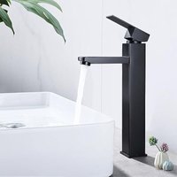 Ccykxa - Hoher Badezimmer-Wasserhahn, schwarzer Waschbecken-Mischbatterie, Warm- und Kaltwasser-Waschtisch-Wasserhahn, Handwasch-Wasserhahn, Edelstahl von CCYKXA