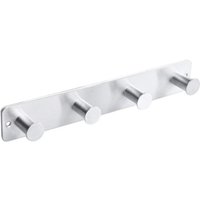 Ccykxa - Kleiderhaken, 4 wandmontierte Handtuchhaken, Wandmontage ohne Klebebohren, Edelstahl, 25x4x3 cm, Matt Ccykxa - Kleiderhaken, 4 wandmontierte Handtuchhaken, Wandmontage ohne Klebebohren, Edelstahl, 25x4x3 cm, Matt von CCYKXA