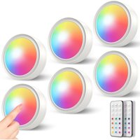 Lampe led Vitrine rgb Sans Fil, 6 Pièces Spot Led Couleur a Pile Autocollant Lampe Placard avec Telecommande Lumiere Cuisine Sous Meuble Sans Fil von CCYKXA