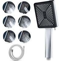 Ccykxa - Massageduschkopf mit 6 Strahlarten, Handbrause mit 1,5 m Schlauch, große wassersparende Hochdruckdusche, verchromter wassersparender von CCYKXA