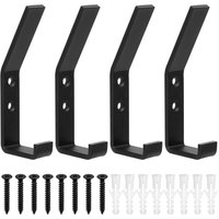 Ccykxa - Schwarze 4-teilige Wandhaken, Wandhaken, Wandhaken, schwarze Kleiderhaken, an der Wand montierte Garderobe, Kleiderhaken aus Metall für von CCYKXA
