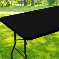 Ccykxa - Schwarze rechteckige Tischdecke 76 x 183 cm, Kunststoff-Tischdecke mit elastischen Kanten, wasserdichter Flanell-Tischschutz für Esszimmer, von CCYKXA