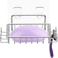 Ccykxa - Selbstklebende Seifenschale ohne Bohren, Edelstahl-Seifenkorb rostet nie, Badezimmer-Duschkorb, Küchenschwammhalter, Duschseife mit 2 Haken von CCYKXA