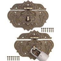 Ccykxa - Set mit 2 antiken Verschlüssen, Eisen-Bronze-Design, Möbelverschlüsse, Beschläge für Vorhangschlösser, Truhen und Kisten, Schieber, 95 x 73 Ccykxa - Set mit 2 antiken Verschlüssen, Eisen-Bronze-Design, Möbelverschlüsse, Beschläge für Vorhangschlösser, Truhen und Kisten, Schieber, 95 x 73 von CCYKXA