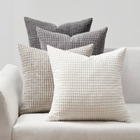 Set of 4 Cushion Covers 40 x 40 Grey Beige Gradient Corduroy Super Soft Granulated Pattern Decorative Reading Cushion Sofa Bedroom Living Room Garden von CCYKXA