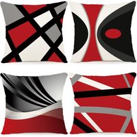 Set of 4 Cushion Covers 45x45 Geometric Pattern Decorative Cushion Covers Cotton Linen Sofa Pillowcase Square Cushion Cover for Bed Car Home Sofa von CCYKXA