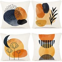 Set of 4 Cushion Covers 45x45 Geometric Pattern Decorative Cushion Covers Cotton Linen Sofa Pillowcase Square Cushion Cover for Bed Car Home Sofa 45x von CCYKXA