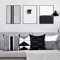 Ccykxa - Set of 4 Decorative Cushion Covers 45 x 45 cm Geometric Pattern Sofa Throw Pillow Covers Polyester White and Black von CCYKXA