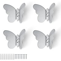 Ccykxa - Silberner Wandhaken, 4 Stück, moderner Wandhaken, kreative Schmetterlings-Kleiderhaken, Metallhaken für Dekoration und Aufbewahrung von CCYKXA