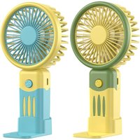 Ccykxa - Tragbarer Handventilator, 2er-Pack, Mini-Leise-USB-Ventilator mit Sockel, Wiederaufladbarer 2000-mAh-Akku, Tischventilator, 3 einstellbare von CCYKXA