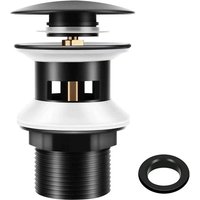 Ccykxa - Waschbeckenabfluss mit Überlauf Mattschwarz, Chonphan Universal G1 1/4' Messing Pop-up-Ventilablauf für Waschbecken von CCYKXA