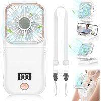 Ccykxa - Weißer tragbarer Ventilator, 1 Stück Mini-Handventilator mit wiederaufladbarem Akku und LED-Anzeige, kleiner persönlicher Ventilator für von CCYKXA