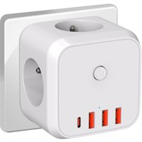 Ccykxa - Würfelförmige Wandsteckdosenleiste, 7-in-1-USB-Ladebuchse mit 3 Wechselstromsteckdosen, 4000-W-Steckdosenleiste mit Schalter, ideal für von CCYKXA
