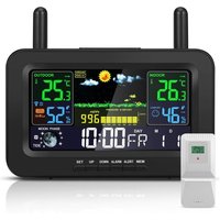 Ccykxa - Drahtlose Wetterstation mit Außensensor Drahtlose Innen-Außenwetterstation mit Farbbildschirm-Prognose Mondphasenwecker Temperatur- und von CCYKXA
