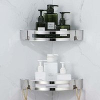 Dreieck, 2-teiliges Eckduschregal, ohne Bohren, Duschablage, rostfrei, für Duschaufbewahrungskorb, Badezimmerzubehör, Seifen- und Shampoo-Halter von CCYKXA
