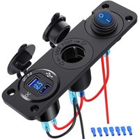 Dual-USB-Autoladegerät-Steckdosenleiste mit 12-V-Zigarettenanzünder-Steckdosenteiler, LED-Voltmeter und unabhängigem Schalter - Ccykxa Dual-USB-Autoladegerät-Steckdosenleiste mit 12-V-Zigarettenanzünder-Steckdosenteiler, LED-Voltmeter und unabhängigem Schalter - Ccykxa von CCYKXA
