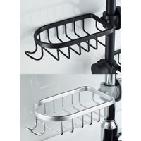 Duschregal und Aufbewahrung – 2er-Set Duschregal ohne Bohren aus Edelstahl, Teleskop-Edelstahl-Badezimmerregal, Duschstützregal, Seifenschale, von CCYKXA