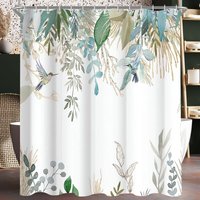 Duschvorhang, 150 x 180 cm, blaue und goldene Blätter, beschwerter Saum, schimmelhemmend, wasserdicht, waschbar, Polyester - Ccykxa von CCYKXA