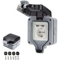 IP66 wasserdichte Steckdose mit USB-Anschlüssen Außensteckdose mit Abdeckung Wandsteckdose für Garten Garage Schwimmbad - Ccykxa von CCYKXA