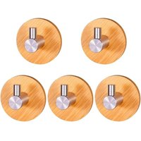Klebehaken aus Holz, 5 Stück, selbstklebender Türhaken, Bambus-Wandhaken, Bambus-Handtuchhalter, selbstklebender Haken, Handtuchhaken für Badezimmer, von CCYKXA