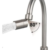 Küchenarmaturbelüfter, 2 Modi, Filteradapter, Wassersparer mit 5 Adaptern (80-Grad-Winkel, 22 Innengewinde, gebürstetes Nickel) - Ccykxa von CCYKXA