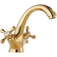 Traditioneller integrierter Waschbecken-Wasserhahn, Vintage-Badezimmer-Wasserhahn mit doppeltem Kreuzgriff, Gold - Ccykxa Traditioneller integrierter Waschbecken-Wasserhahn, Vintage-Badezimmer-Wasserhahn mit doppeltem Kreuzgriff, Gold - Ccykxa von CCYKXA