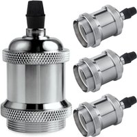 Vintage E27-Lampenfassung, Edison-Retro-Hängelampe, massiver Keramikadapter, 4-teilige chromfarbene Fassung - Ccykxa von CCYKXA