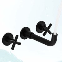 Waschbecken-Mischbatterie, mattschwarz, Wandmontage, Badezimmer-Wasserhahn, Doppelgriff, Messing-Waschtisch-Mischbatterie - Ccykxa Waschbecken-Mischbatterie, mattschwarz, Wandmontage, Badezimmer-Wasserhahn, Doppelgriff, Messing-Waschtisch-Mischbatterie - Ccykxa von CCYKXA