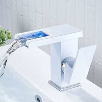 Wasserfall-LED-Badezimmer-Wasserhahn (weiß), Wasserfall, heiß, kalt, Aufsatzwaschbecken, Waschbecken, Badezimmer-Wasserhahn - Ccykxa von CCYKXA