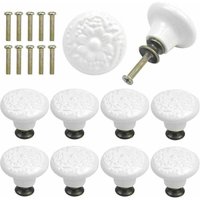 XVX 10 Pcs Bouton de Tiroir en Céramique Poignée de Meuble Ronde Gravure Vintage avec Vis - Blanc von CCYKXA