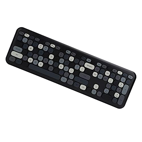 110 Tasten Tastatur Maus Set, 2.4G Wireless Office Tastatur Maus Combo, Bunte Runde Retro Stil Tastatur und Maus (Ferris Hand 666 schwarz und grau gemischte Farbe) von CCYLEZ