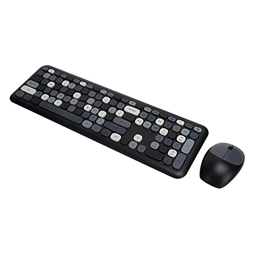 110 Tasten Tastatur Maus Set, 2.4G Wireless Office Tastatur Maus Combo, Bunte Runde Retro Stil Tastatur und Maus (Ferris Hand 666 schwarz und grau gemischte Farbe) von CCYLEZ