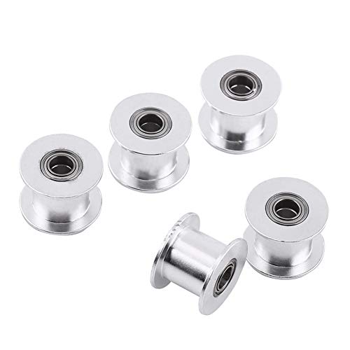 5 Stück 20 Zähne GT2 Zahnriemen, Aluminiumlegierung 10mm Breite Zahnriemen Spannrolle, Leerlaufscheibe für 3D-Drucker mit Außendurchmesser: 18 mm, Innendurchmesser: 5 mm von CCYLEZ