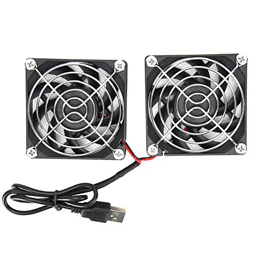 CCYLEZ 70 mm Gehäuselüfter,3D Drucker Lüfter Die Kabellänge beträgt ca. 45cm, 5 V USB Doppelventilator Für PC/TV box/receiver/AV cabin//router von CCYLEZ