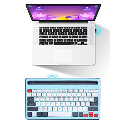 CCYLEZ Drahtlose -Tastatur, Wiederaufladbare Tastaturen mit Ergonomie, Leise, Ultraflache Tastatur für Tragbare Tablet-Computer-Telefone (Blau) von CCYLEZ