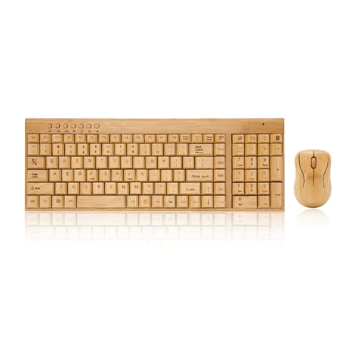CCYLEZ Kabellose Maus-Tastatur aus Bambus, Computer-Steuergeräte aus Holz mit 2,4-GHz-Wireless-Verbindung, Freunde (Kombination aus Maus und Tastatur) von CCYLEZ