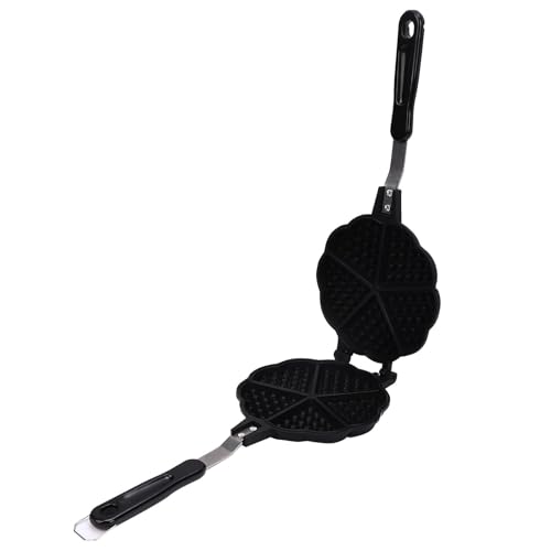 CCYLEZ Mini -Waffelhersteller, Herzförmige Waffelpfanne Herd Waffelhersteller Zum Campingfrühstück mit Aluminiumlegierung Nicht -Stick -Oberfläche Einfach zu Bedienen, 6,3x14,2in von CCYLEZ