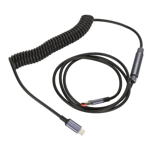 CCYLEZ Professionelles Spiral-USB-C-Kabel für Gaming-Tastaturen, Erweiterbares USB-C-auf-USB-A-Kabel mit Doppelter Hülle für Mechanische Tastaturen, Schnelles Laden und Synchronisieren von CCYLEZ