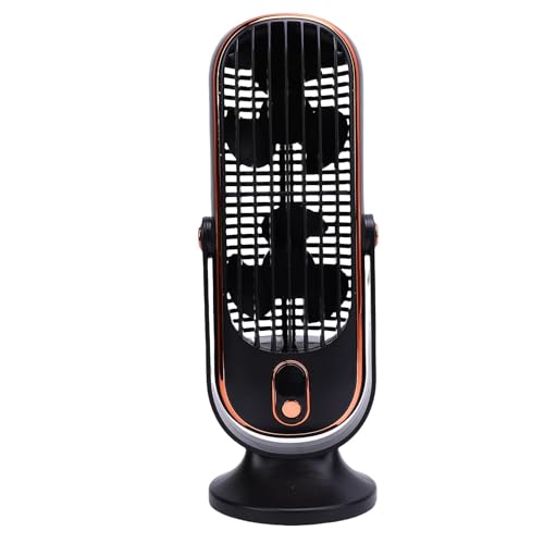 CCYLEZ Tischturmventilator, Schreibtischturmventilator, Doppelventilator, 5 Geschwindigkeiten, LED-Anzeige, Wiederaufladbarer Tragbarer Elektrischer Ventilator über USB, mit (BLACK) von CCYLEZ
