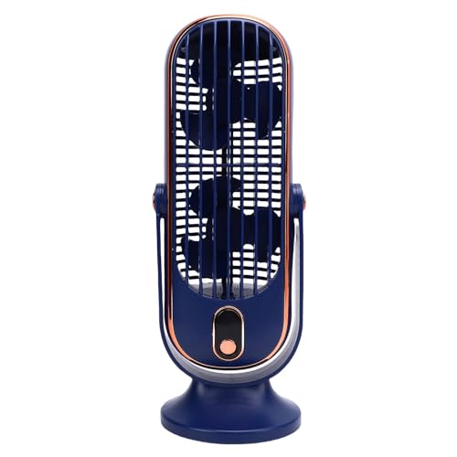 CCYLEZ Tischturmventilator, Schreibtischturmventilator, Doppelventilator, 5 Geschwindigkeiten, LED-Anzeige, Wiederaufladbarer Tragbarer Elektrischer Ventilator über USB, mit (BLUE) von CCYLEZ