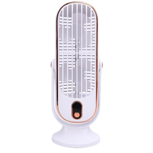 CCYLEZ Tischturmventilator, Schreibtischturmventilator, Doppelventilator, 5 Geschwindigkeiten, LED-Anzeige, Wiederaufladbarer Tragbarer Elektrischer Ventilator über USB, mit (WHITE) von CCYLEZ