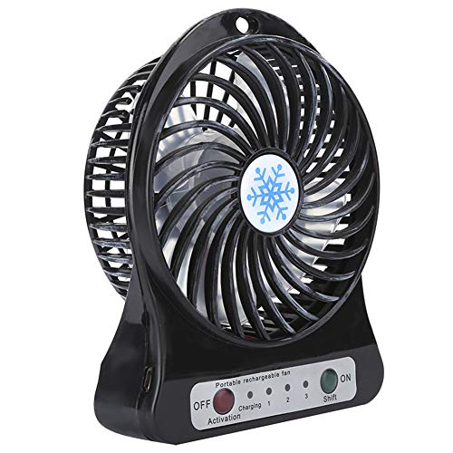 CCYLEZ Tischventilator, 3-Fach Verstellbarer Babybett Autositzventilator, Wiederaufladbarer USB Akku Luftzirkulator mit Kleinem Ventilator für Sommergeschenke(Schwarz) von CCYLEZ