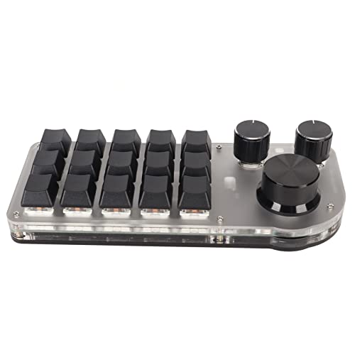 CCYLEZ USB Tastatur, 15 Tasten 3 Verbindungsmodi Programmierbare Tastatur mit 3 Einstellknöpfen Weiß, Batterie inklusive, Büro/Gaming/Musik mit Speicherfunktion von CCYLEZ