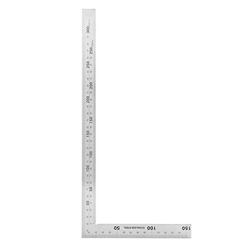 Edelstahl L Form Lineal, 90 Grad Rechtwinklige Lineal Doppelseitenskala Holzbearbeitung Ecklineal Quadratisches Werkzeug mit doppelseitiger Schneidführung und doppelter Skala(300 * 150 mm) von CCYLEZ