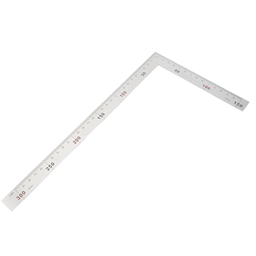 Edelstahl L Form Lineal, 90 Grad Rechtwinklige Lineal Doppelseitenskala Holzbearbeitung Ecklineal Quadratisches Werkzeug mit doppelseitiger Schneidführung und doppelter Skala(300 * 150 mm) von CCYLEZ
