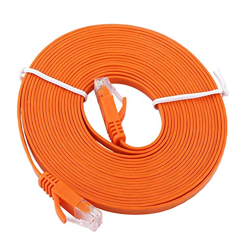 Flaches LAN-Kabel des Ethernet-Netzwerks, Flaches LAN-Kabel des RJ45-CAT6-Ethernet-Netzwerks UTP-Patch-Routerkabel 1000M Orange,leicht und leicht zu transportieren,für Laptop und Desktop-PC(#5) von CCYLEZ