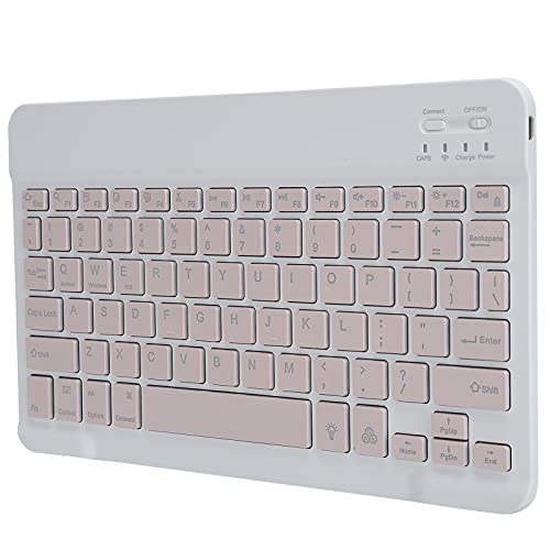 Kabellose Bluetooth Tastatur, Ultradünne Programmierbare Tastatur mit RGB Hintergrundbeleuchtung, 10-Zoll Gaming Tastatur, für Tablet, Telefon, Desktop, Computer(Rosa) von CCYLEZ