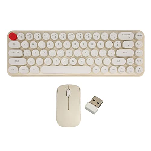 Kabellose Tastatur Maus Combo, Retro Schreibmaschinen Design, Silent Mouse, 2.4G Drahtlosverbindung, Portable Tastatur Maus Set, 68 Tasten, für Büro, zu Hause (Beige) von CCYLEZ