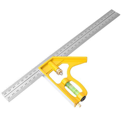 Kombinationswinkel, 300 mm Edelstahl Kombination Square Winkel Lineal 180°/135°/90°/45°, Einstellbare Kombination Square Set Rechtwinklig Lineal Holzbearbeitung Messwerkzeug von CCYLEZ